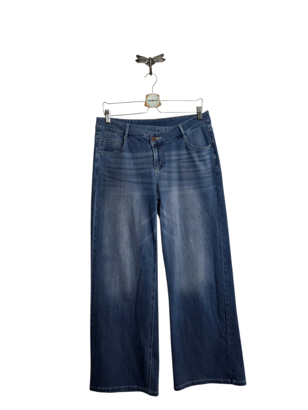 Halara Flex Asymmetric Low Rise Baggy Wide Leg Washed Casual Jean M Tall (8-10) - Picture 2 of 13